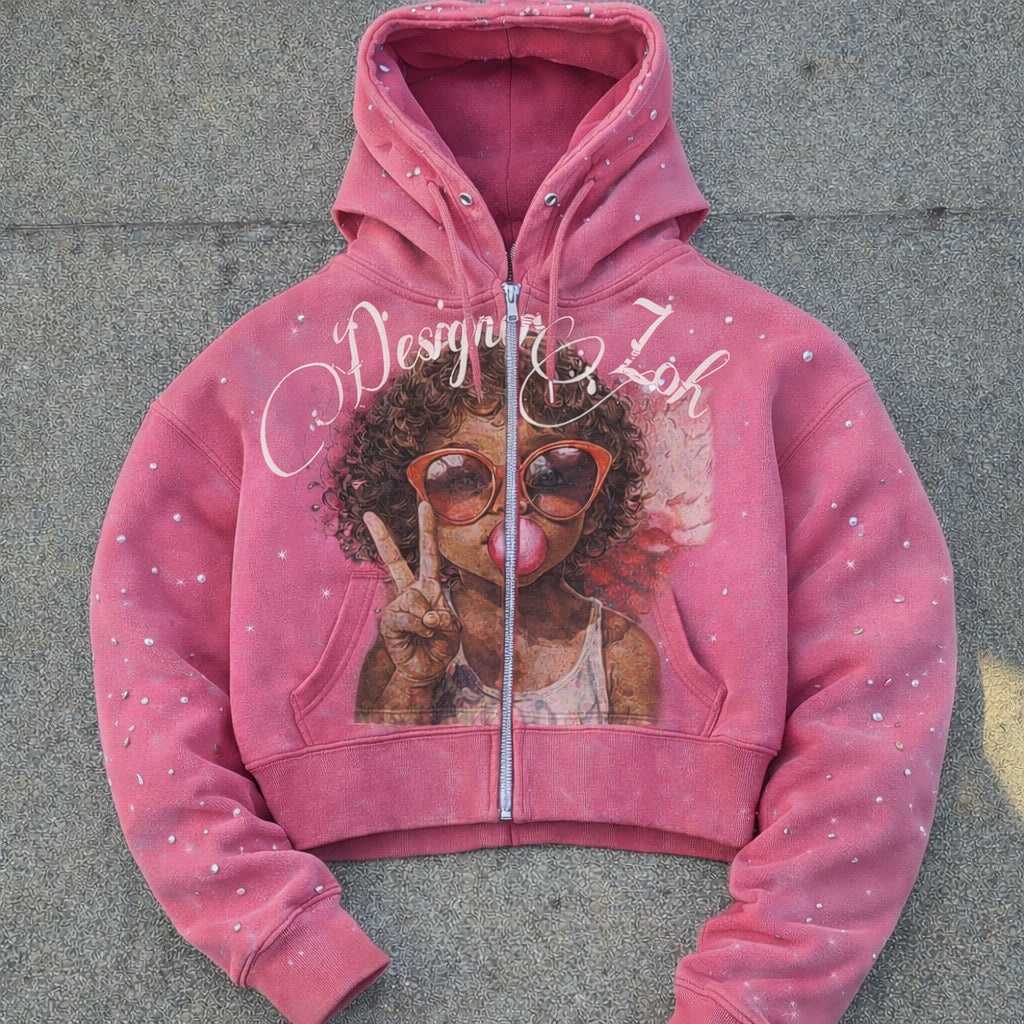 (Pink)Hopeless Zip Up Hoodie
